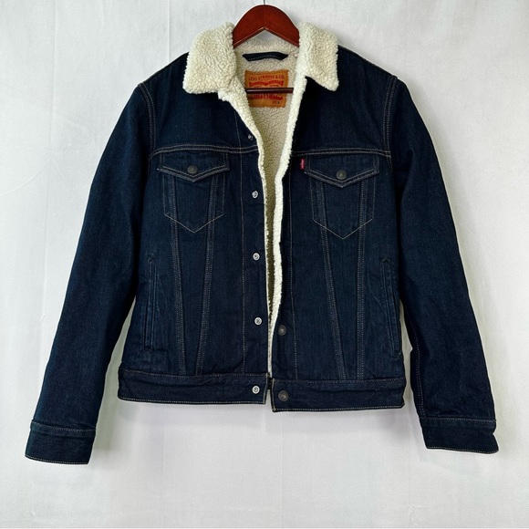 Levi's Denim Men’s Trucker Jacket Sherpa Collared Vintage Look Regular Fit Small - Picture 12 of 12